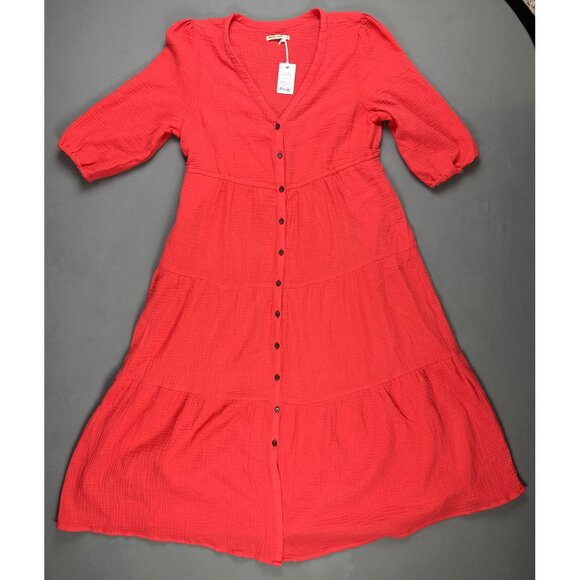 NWT Marine Layer Willow Doublecloth Midi Dress in Red Size XL - Picture 3 of 10